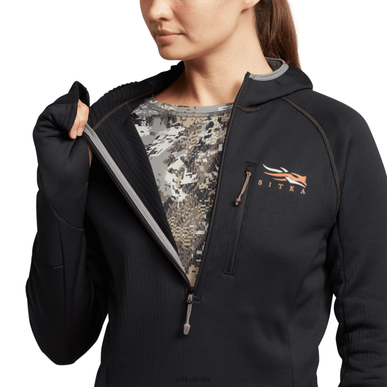 SITKA Gear donne felpa con cappuccio fanatica RN2V399 cime nero